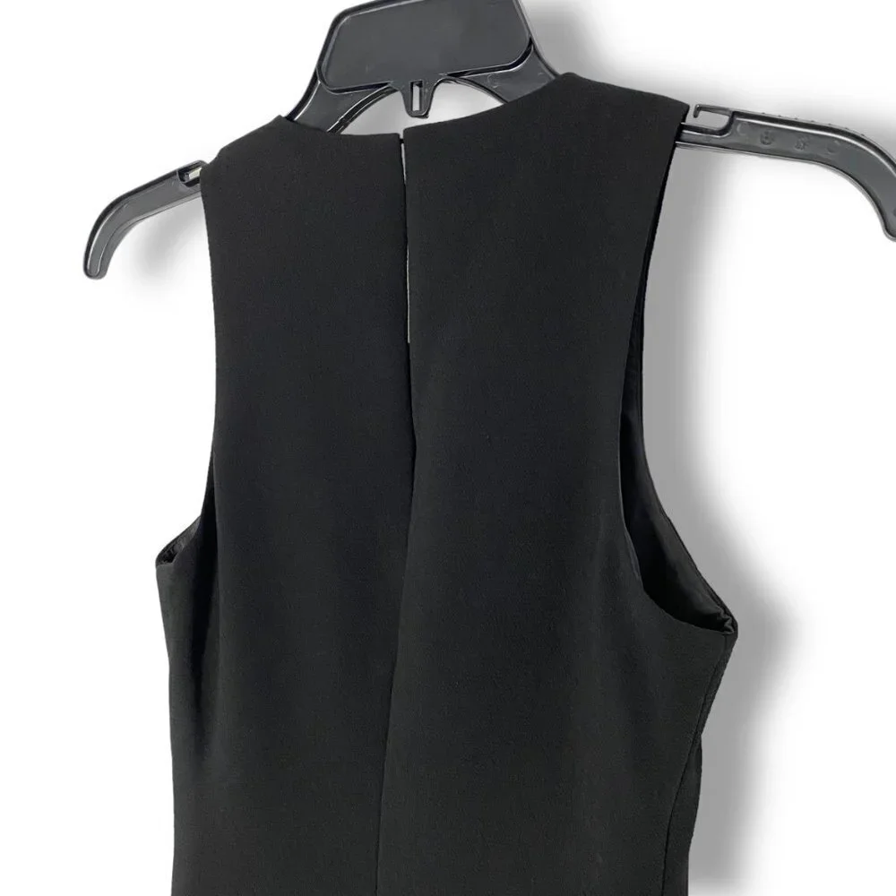 NWT Trina Turk Black Gold Trim Sleeveless Shift Mini Cocktail Dress, Sz 2